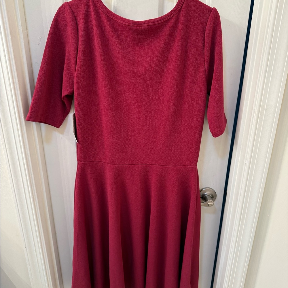 Lularoe Nicole Rich Burgundy Midi Dress - Picture 5 of 6